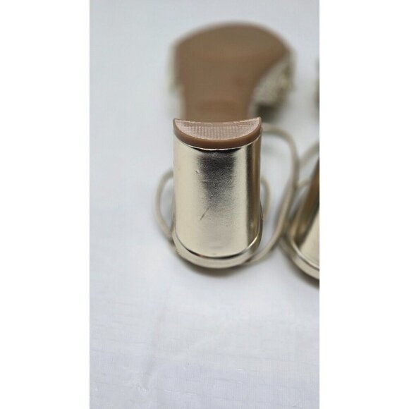 NINE WEST WOMEN'SHIGH HEEL SANDALS GOLD SIZE 8.5M - Picture 5 of 7